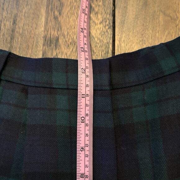 Vintage Woodstock Plaid Wool Pants Punk Green Navy Preppy Festive Tartan SZ 6 - Picture 12 of 12